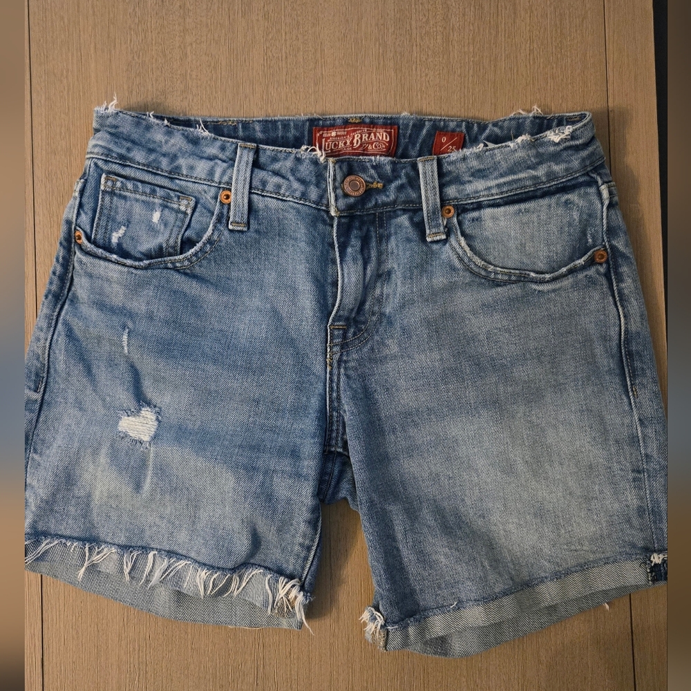 Lucky Light Blue Frayed Denim Shorts